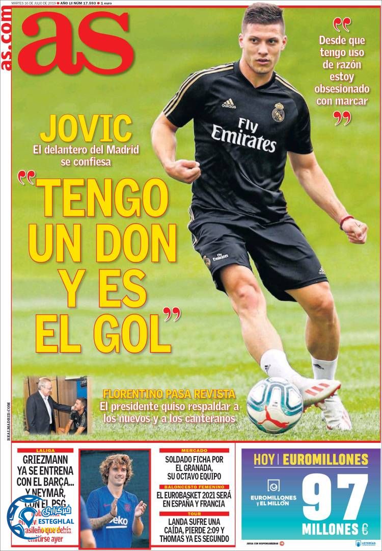 روزنامه ورزشی آاس سه شنبه 25 تیر 1398