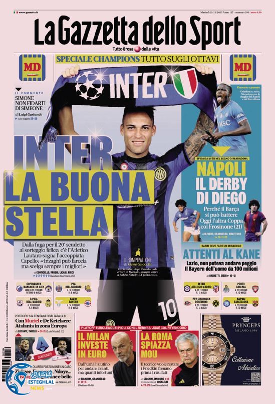 روزنامه ورزشی گاتزتا دلو اسپورت دوشنبه 27 آذر 1402 