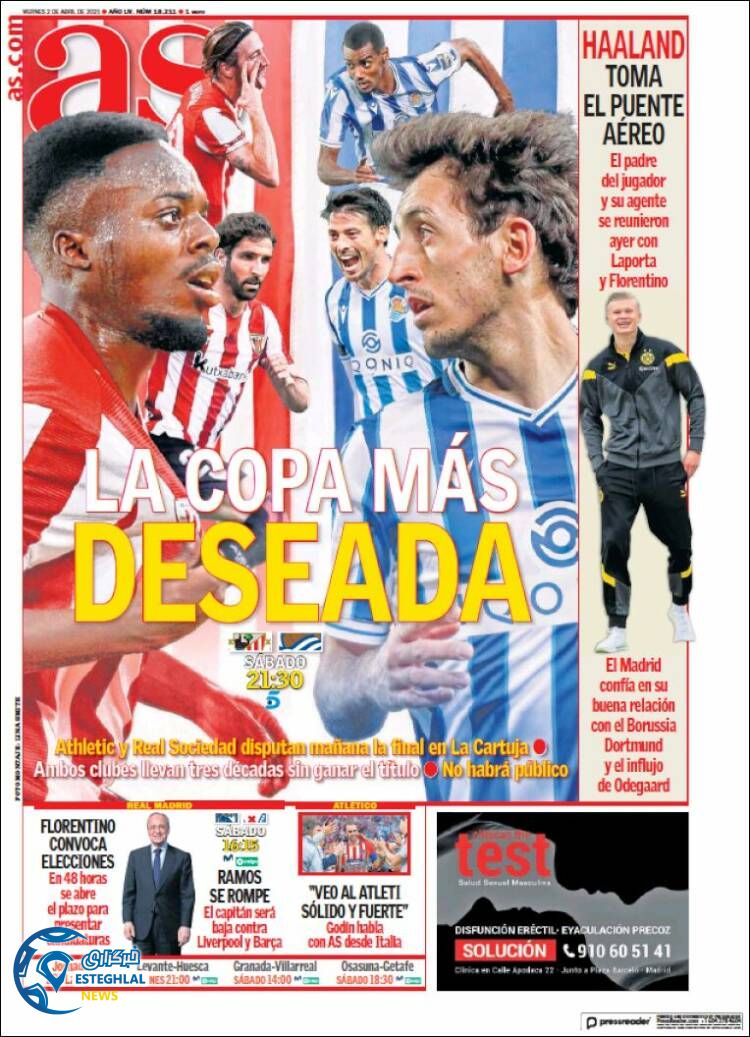 روزنامه ورزشی آ اس جمعه 13 فروردین 1400