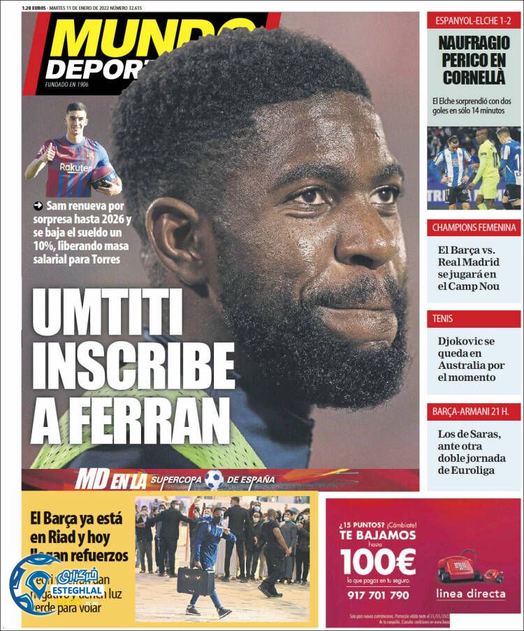 روزنامه ورزشی موندو دپورتیوو سه شنبه 21 دی 1400