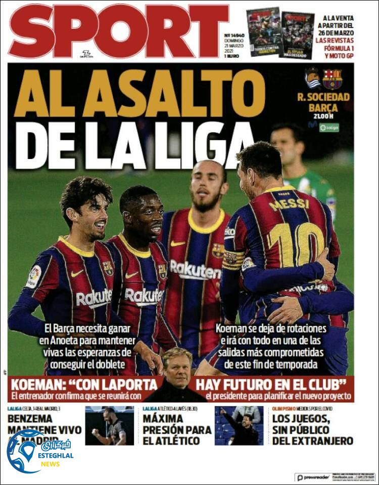 روزنامه ورزشی اسپورت یکشنبه 1 فروردین 1400