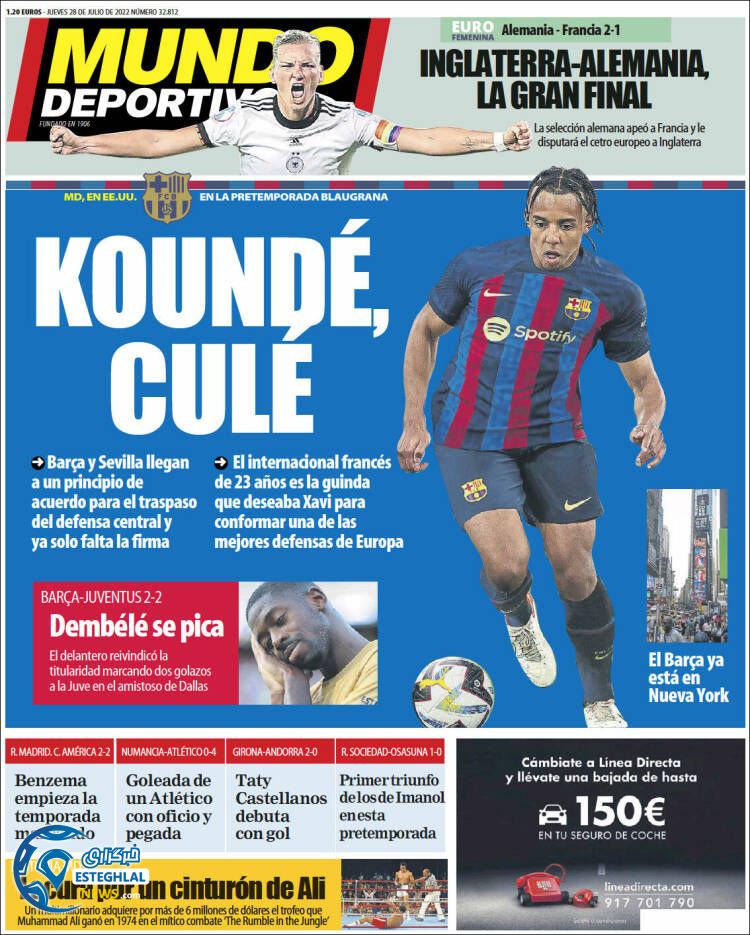 روزنامه ورزشی موندو دپورتیوو پنجشنبه 6 مرداد 1401