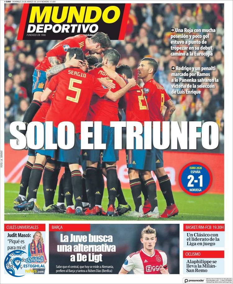 روزنامه ورزشی موندو دپورتیو یکشنبه 4 فروردین 1398