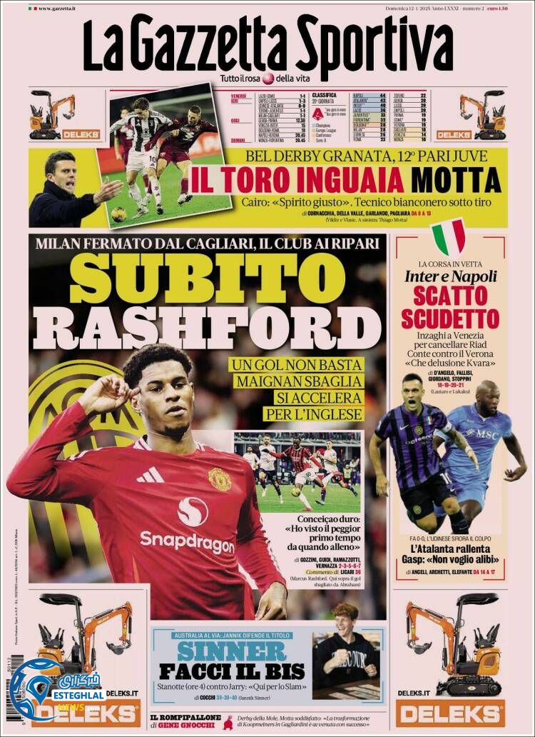 روزنامه ورزشی گاتزتا دلو اسپورت یکشنبه 23 دی 1403 