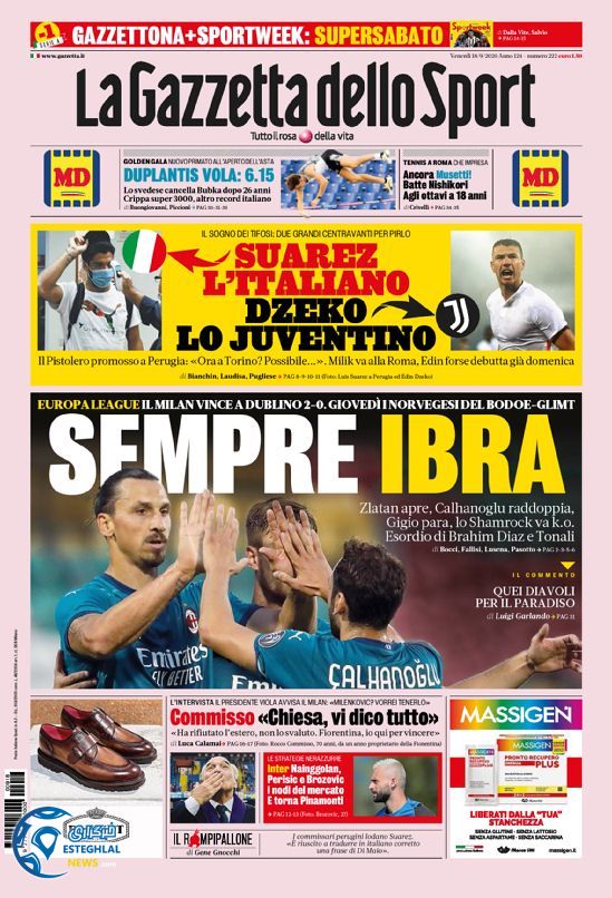 روزنامه ورزشی گاتزتا دلو اسپورت جمعه 28 شهریور 1399