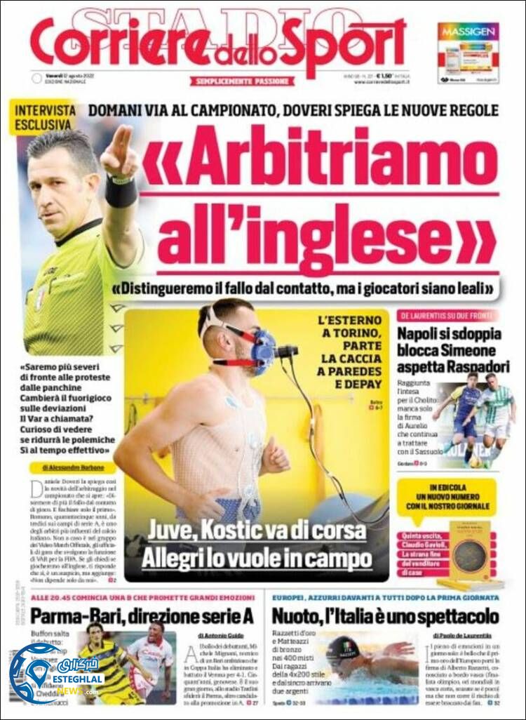 روزنامه ورزشی کوریره دلو اسپورت جمعه21 مرداد 1401 