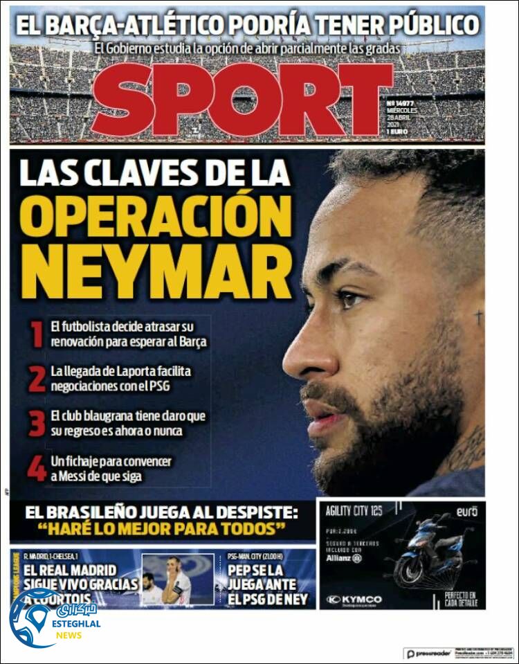 روزنامه ورزشی اسپورت چهارشنبه 8 اردیبهشت 1400