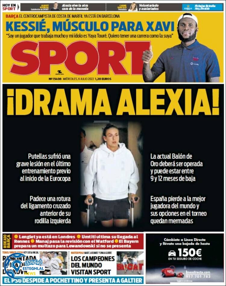 روزنامه ورزشی اسپورت چهارشنبه 15 تیر 1401