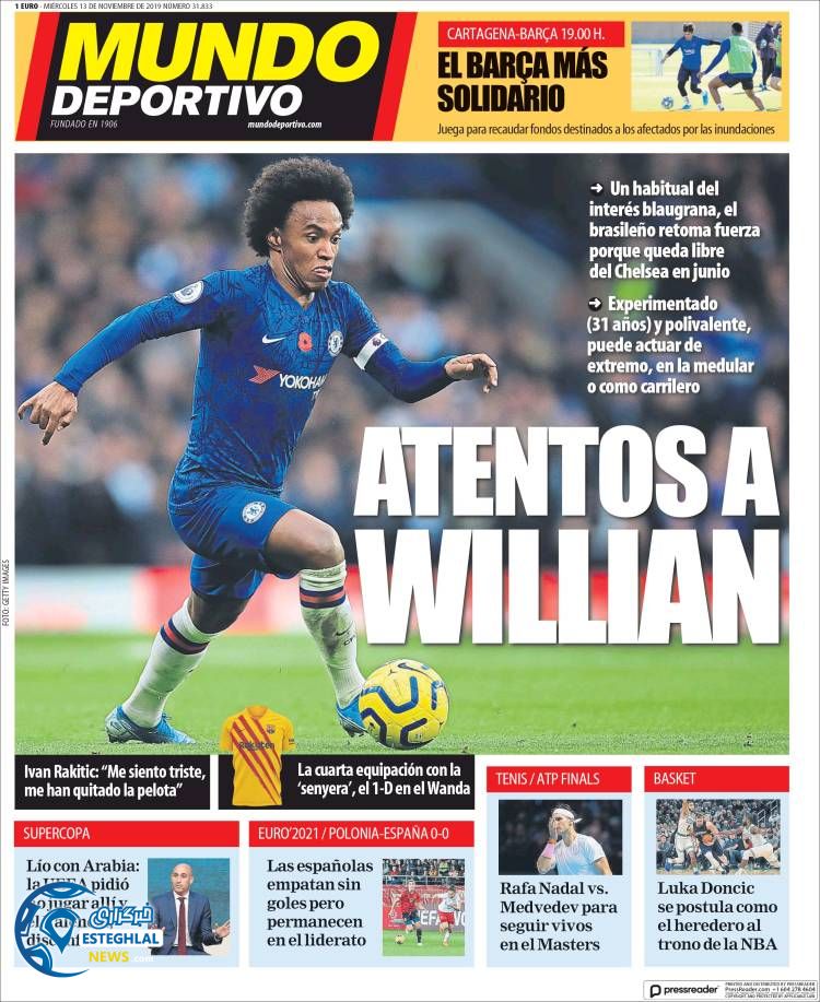 روزنامه ورزشی موندو دپورتیوو چهارشنبه 22 آبان 1398