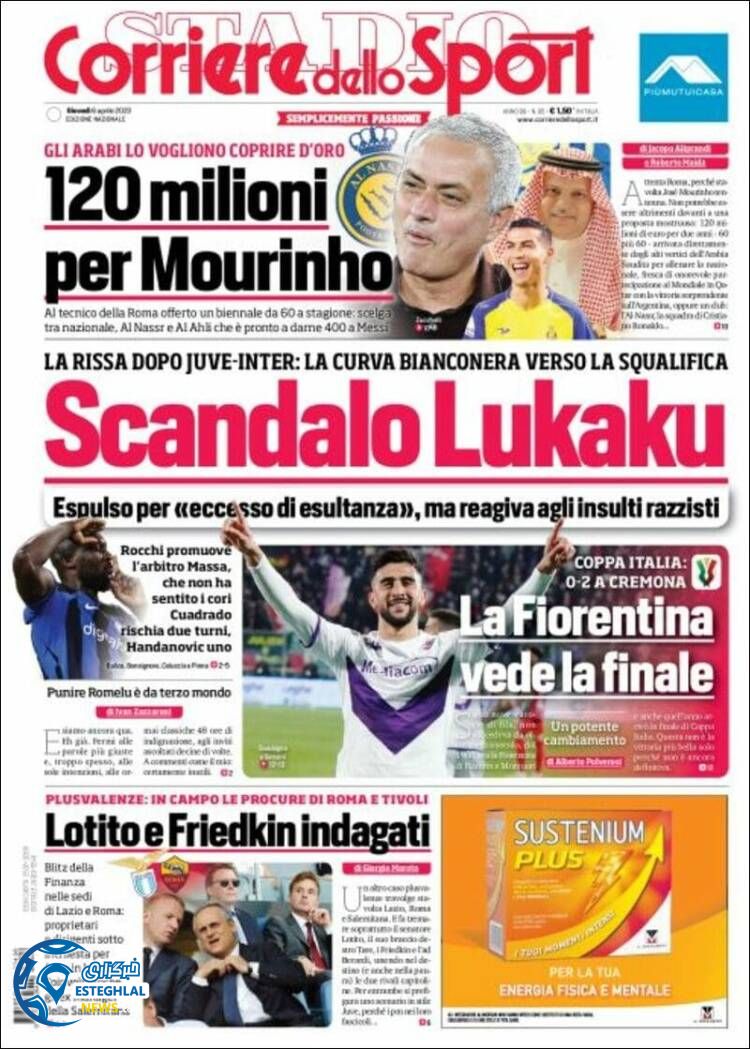 روزنامه ورزشی کوریره دلو اسپورت پنجشنبه 17 فروردین 1402 