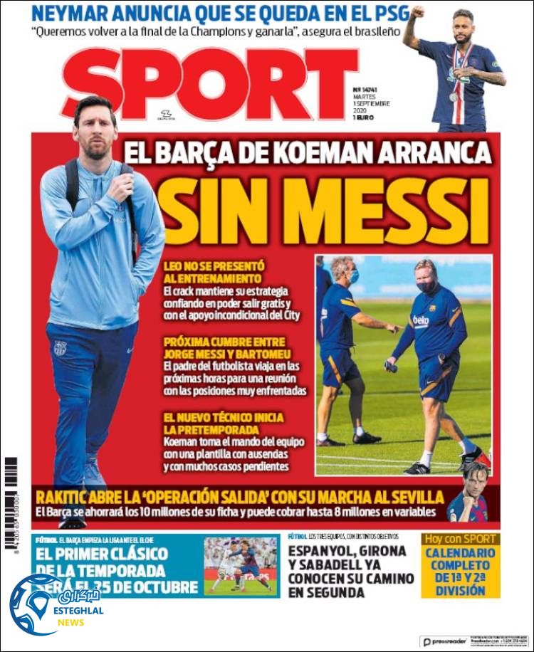 روزنامه ورزشی اسپورت سه شنبه 11 شهریور 1399