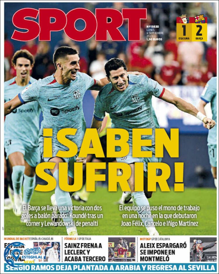 روزنامه ورزشی اسپورت دوشنبه 13 شهریور 1402