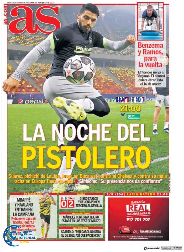 روزنامه ورزشی آاس سه شنبه 5 اسفند 1399