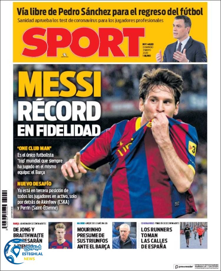 روزنامه ورزشی اسپورت یکشنبه 14 اردیبهشت 1399