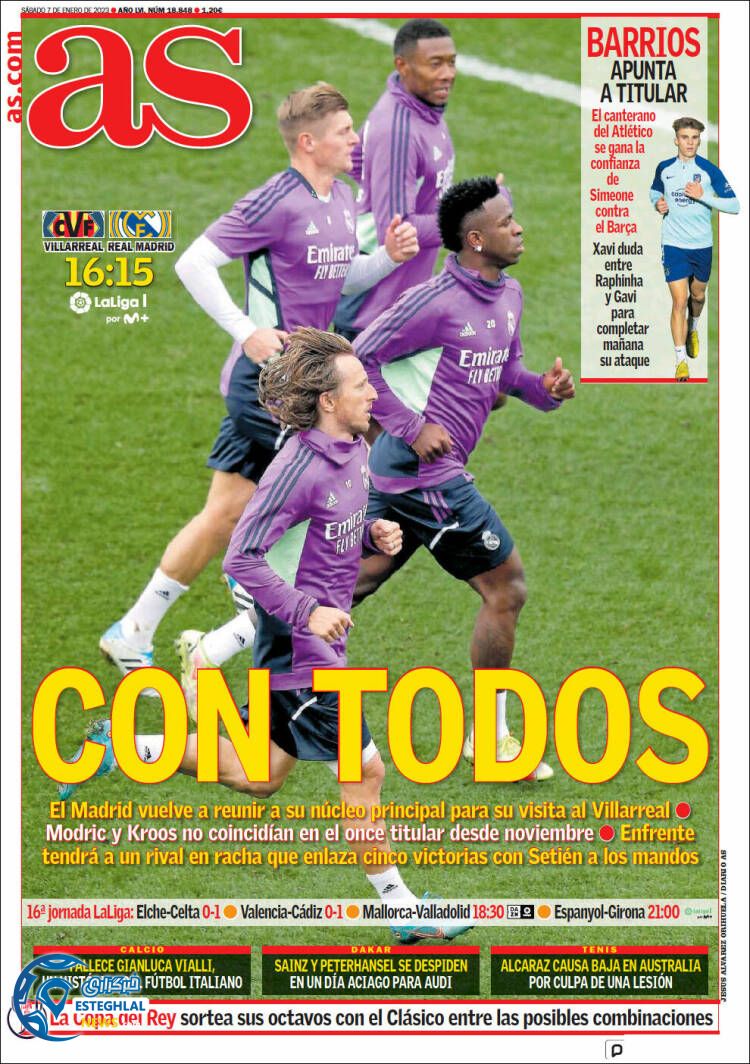 روزنامه ورزشی آ اس شنبه 17 دی 1401 