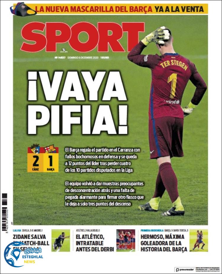 روزنامه ورزشی اسپورت یکشنبه 16 آذر 1399