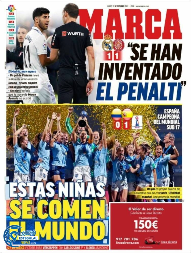 روزنامه ورزشی مارکا دوشنبه 9 آبان 1401 