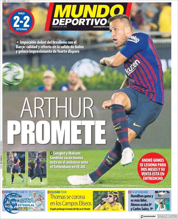 روزنامه  ورزشی موندو دپورتیوو دوشنبه 8 مرداد 1397