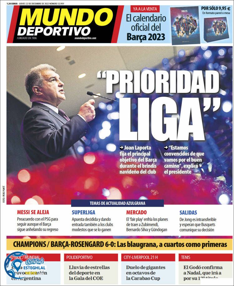  روزنامه ورزشی موندو دپورتیوو پنجشنبه 1 دی 1401
