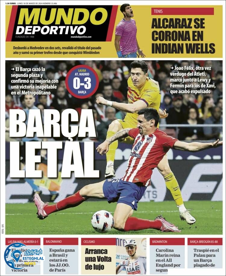 روزنامه ورزشی موندو دپورتیوو دوشنبه 28 اسفند 1402 