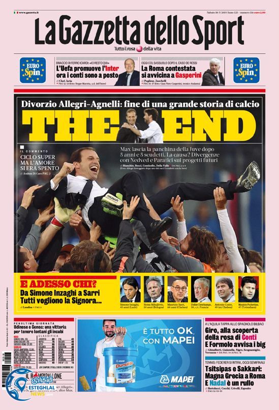 روزنامه ورزشی گاتزتا دلو اسپورت شنبه 28 اردیبهشت 1398