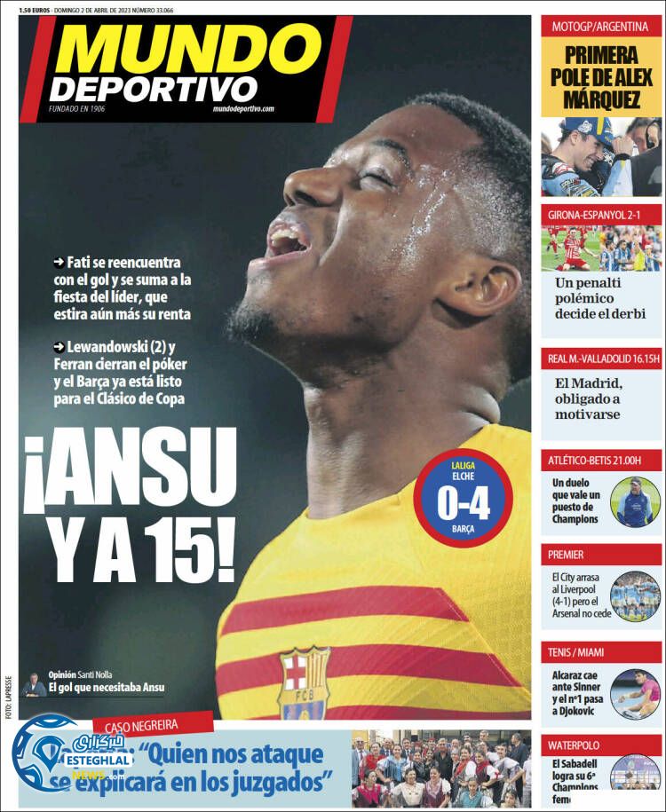 روزنامه ورزشی موندو دپورتیوو یکشنبه 13 فروردین 1402 