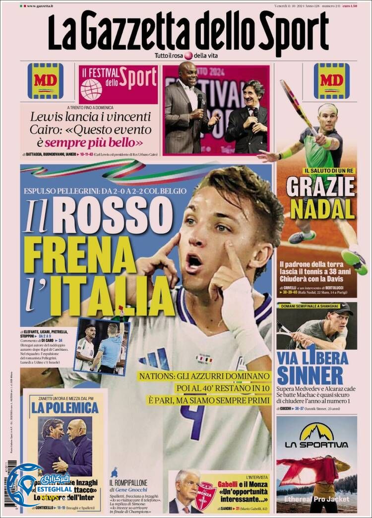 روزنامه ورزشی گاتزتا دلو اسپورت جمعه 20 مهر 1403 