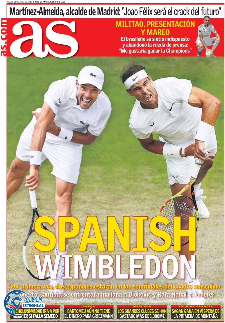 روزنامه ورزشی آاس پنجشنبه 20 تیر 1398