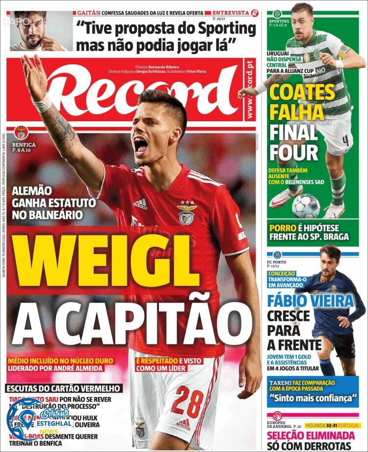 روزنامه ورزشی رکورد چهارشنبه 29 دی 1400