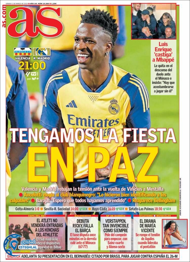 روزنامه ورزشی آ اس شنبه 12 اسفند 1402 