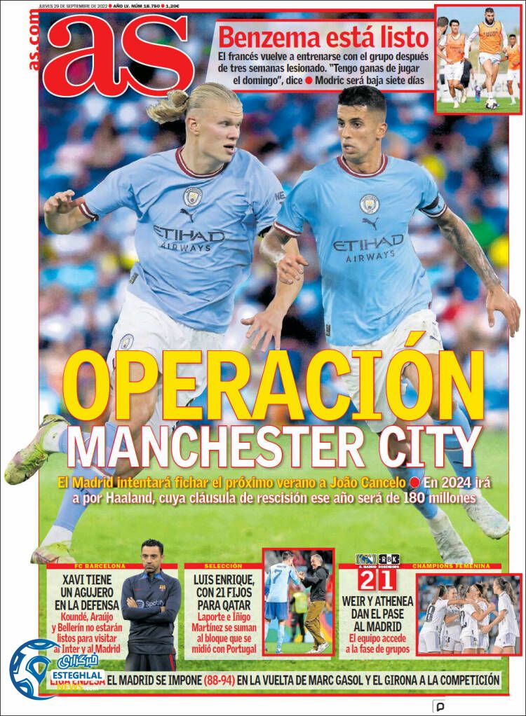 روزنامه ورزشی آ اس پنجشنبه 7 مهر 1401