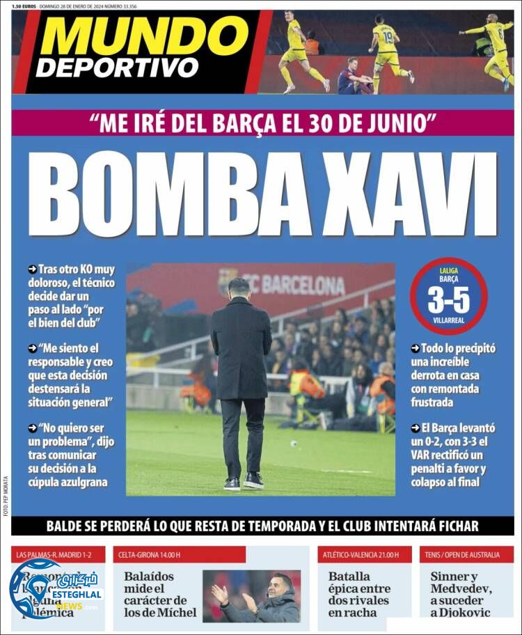 روزنامه  ورزشی موندو دپورتیوو یکشنبه 8 بهمن 1402 