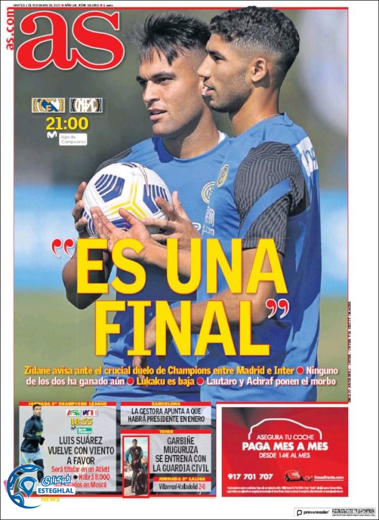 روزنامه ورزشی آاس سه شنبه 13 آبان 1399