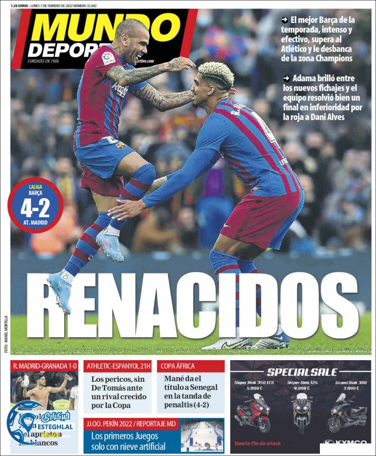 روزنامه ورزشی موندو دپورتیوو دوشنبه 18 بهمن 1400