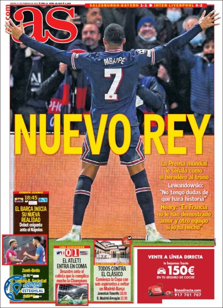 روزنامه ورزشی آ اس پنجشنبه 28 بهمن 1400