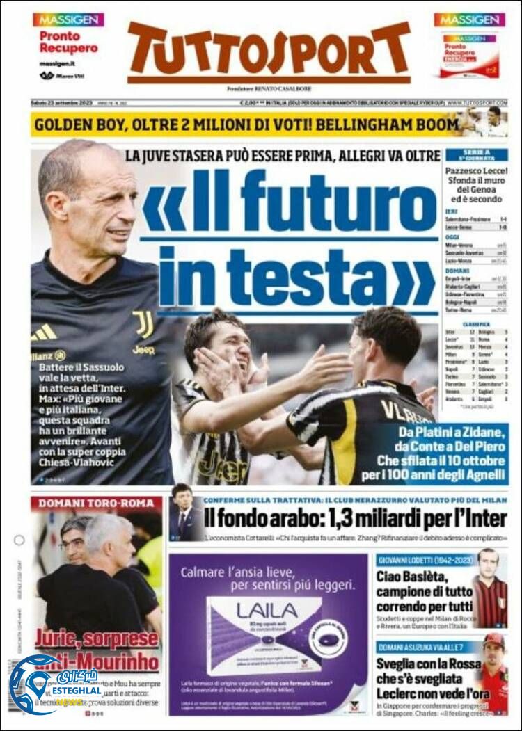 روزنامه ورزشی توتو اسپورت شنبه 1 مهر 1402 