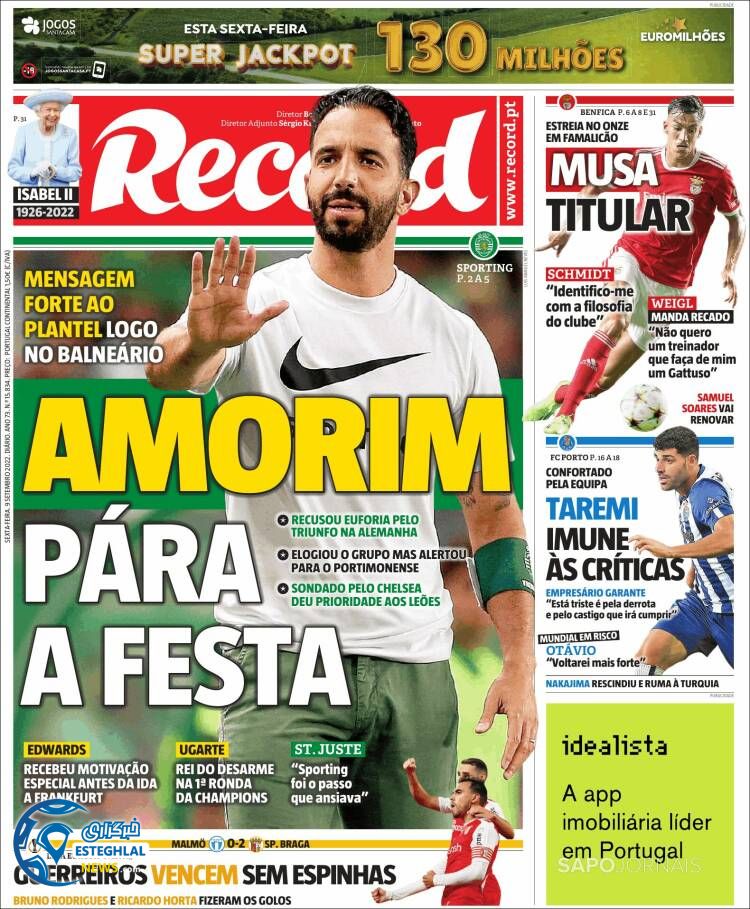 روزنامه  ورزشی رکورد جمعه 18 شهریور 1401 