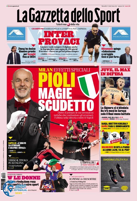 روزنامه ورزشی گاتزتا دلو اسپورت سه شنبه 17 اسفند 1400