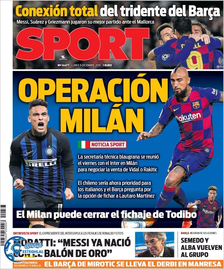 روزنامه ورزشی اسپورت دوشنبه 18 آذر 1398