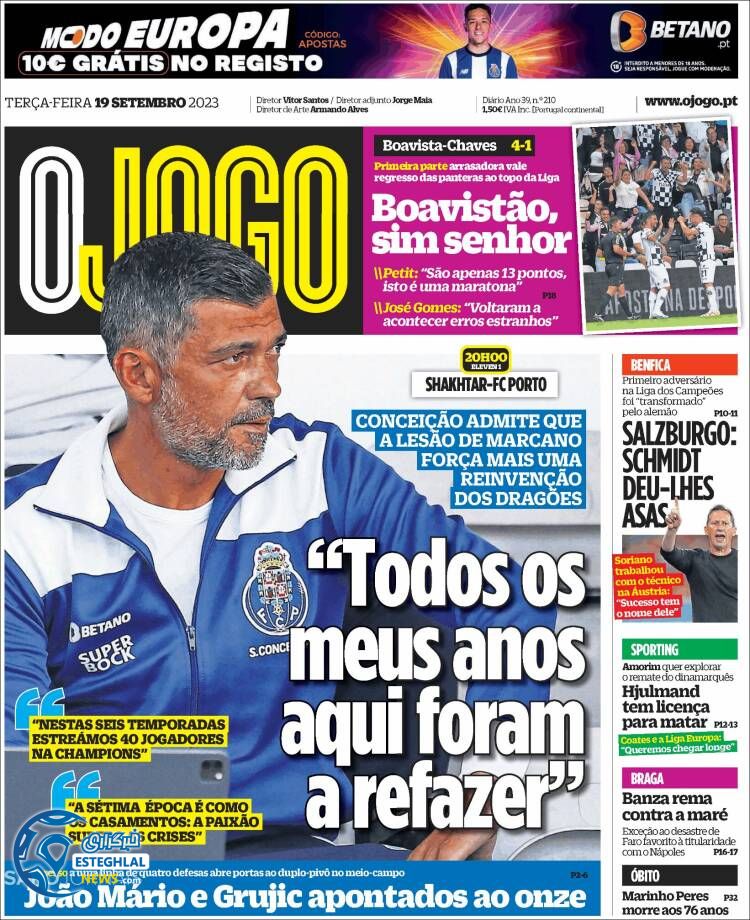 روزنامه ورزشی اوجوگو سه شنبه 28 شهریور 1402 