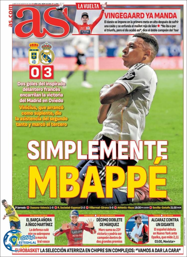 روزنامه  ورزشی آ اس  دوشنبه 3 شهریور 1404  