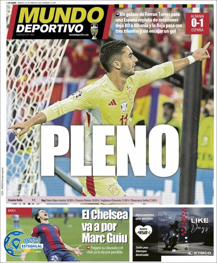 روزنامه  ورزشی مومدو دپورتیوو سه شنبه 5 تیر 1403 