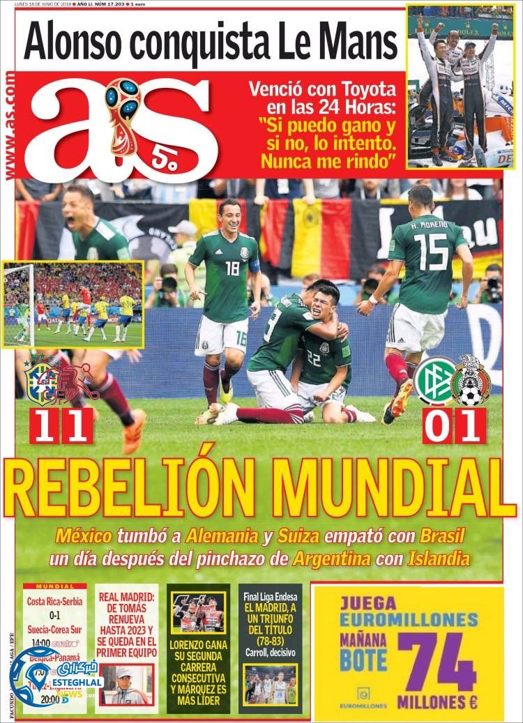 روزنامه آاس دوشنبه28 خرداد 1397