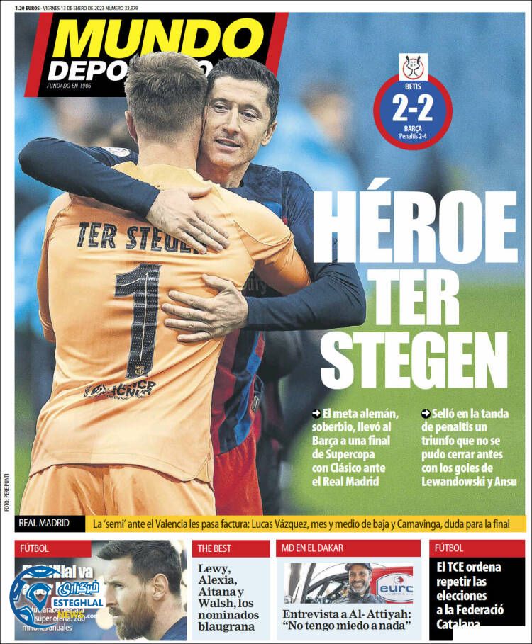 روزنامه ورزشی موندو دپورتیوو جمعه 23 دی 1401