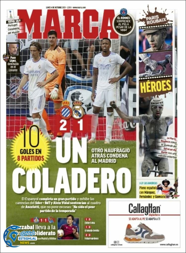 روزنامه ورزشی مارکا دوشنبه 12 مهر 1400