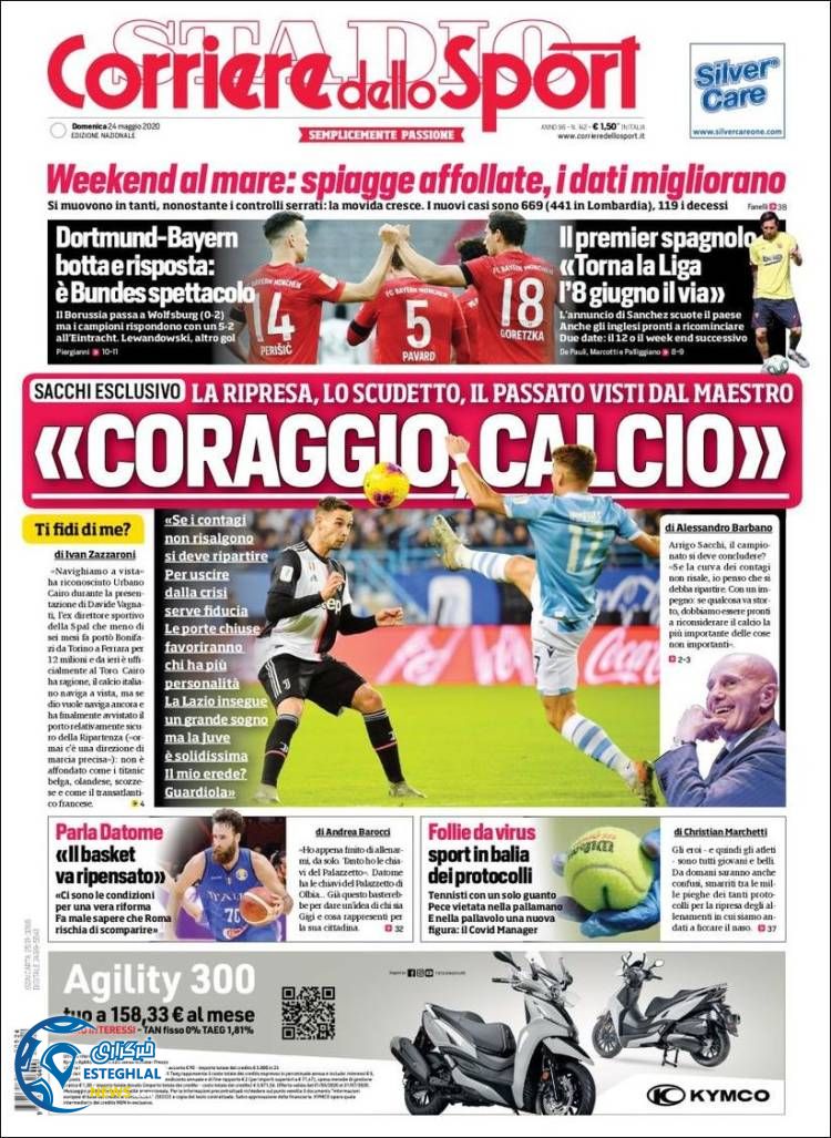 روزنامه ورزشی کوریره دلو اسپورت یکشنبه 4 خرداد 1399