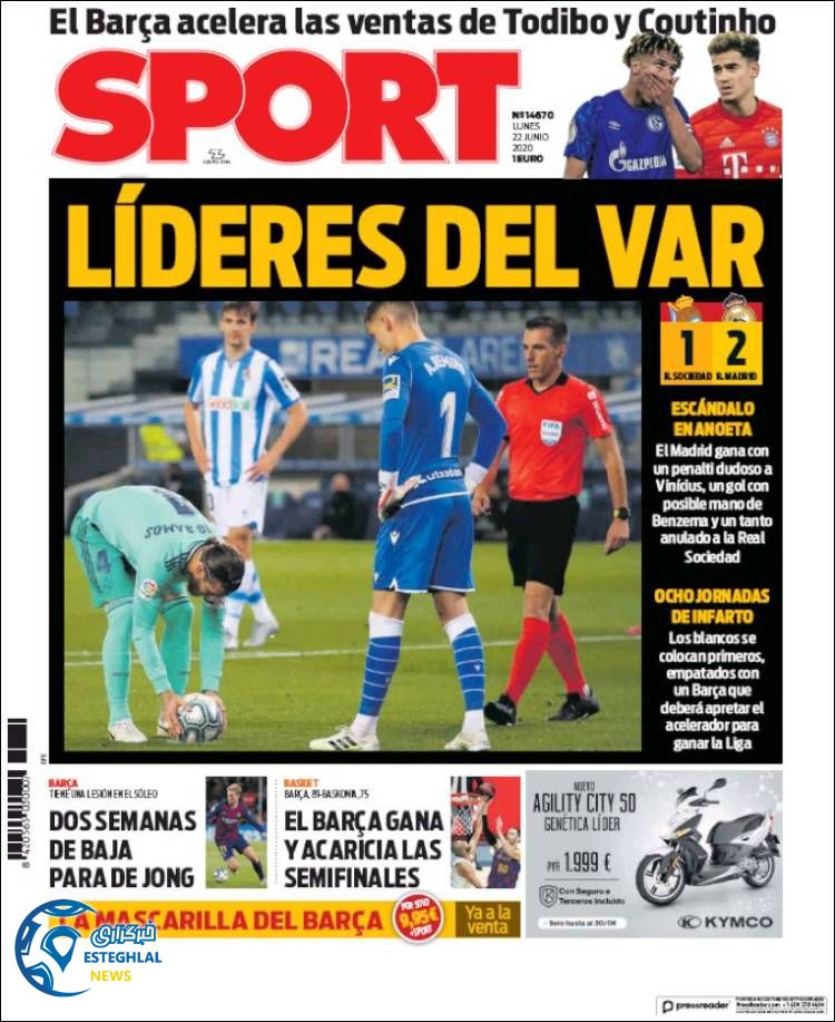 روزنامه ورزشی اسپورت دوشنبه 2 تیر 1399