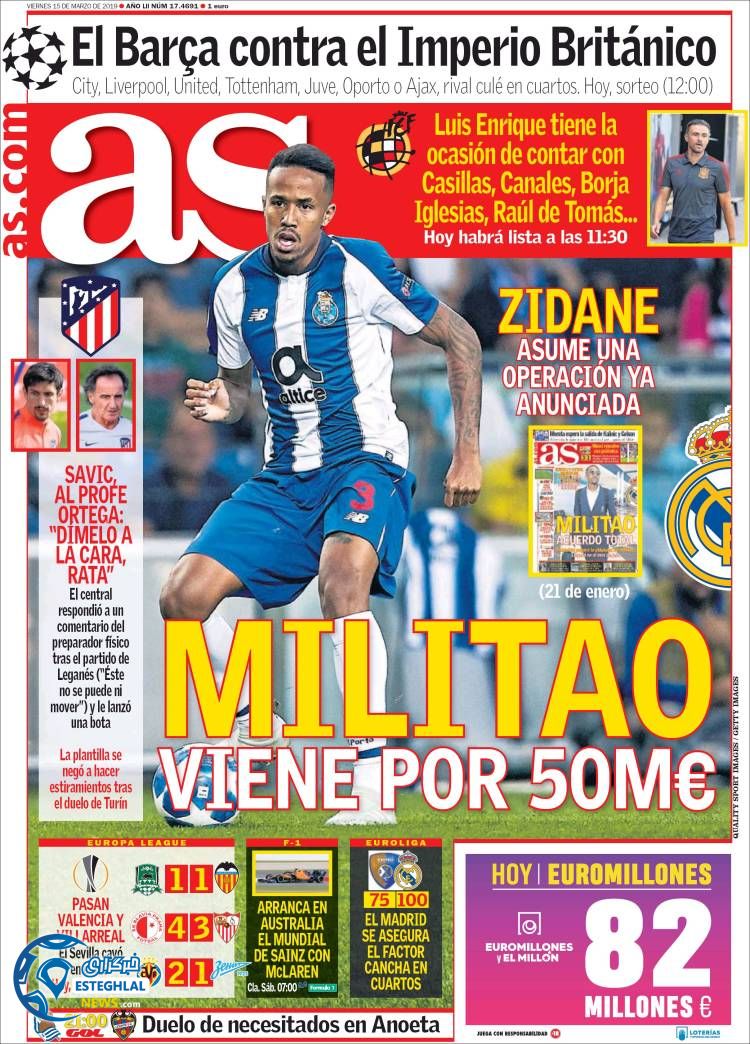 روزنامه ورزشی آ اس جمعه 24 اسفند 1397