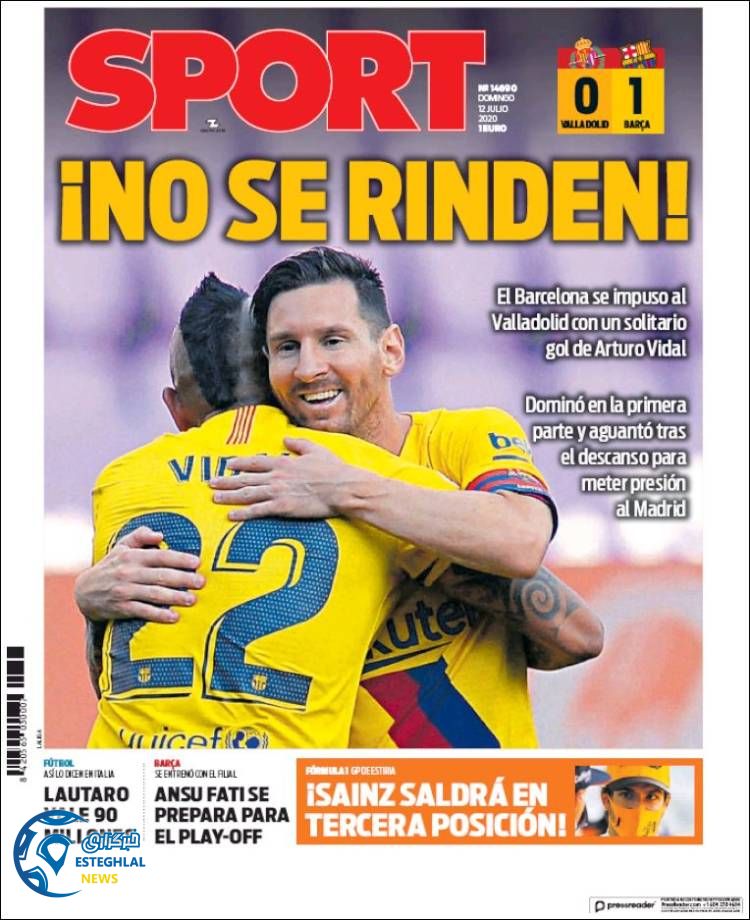 روزنامه ورزشی اسپورت یکشنبه 22 تیر 1399