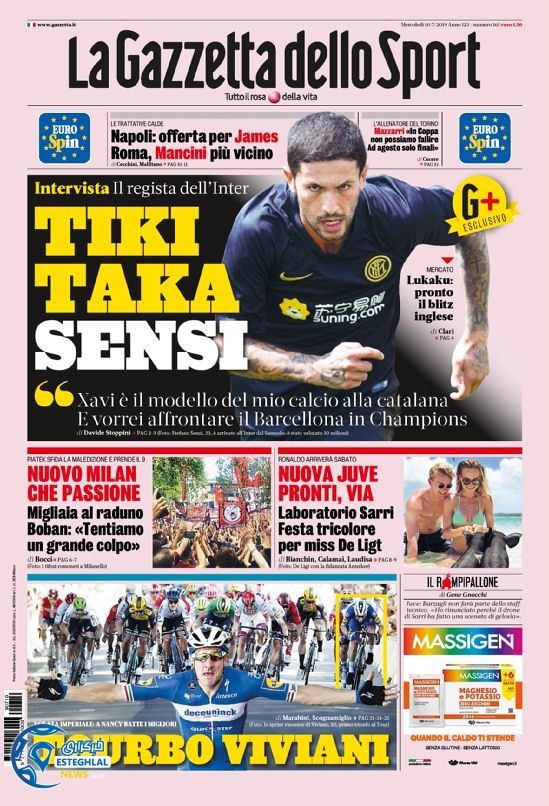 روزنامه ورزشی گاتزتا دلو اسپورت چهارشنبه 19 تیر 1398